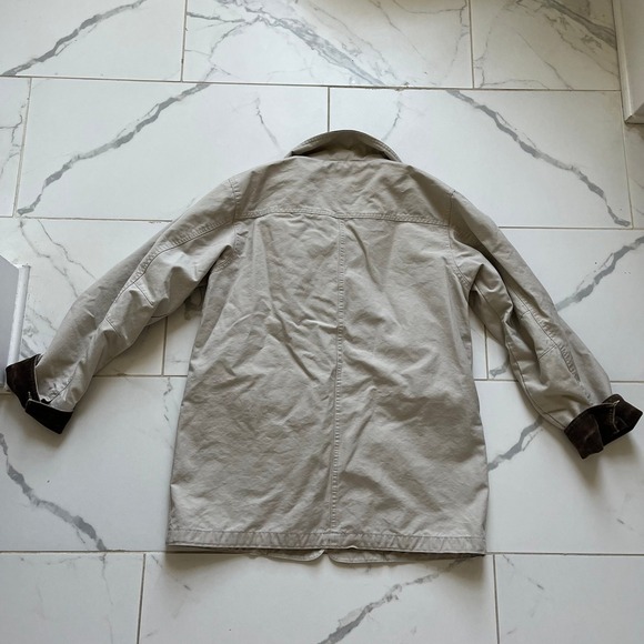 L.L.Bean khaki cotton canvas barn chore jacket brown corduroy collar sz Small - Picture 8 of 8